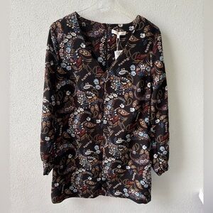 WAYF Floral V Neck Long‎ Sleeve Dress Size L Cottagecore Boho Mini